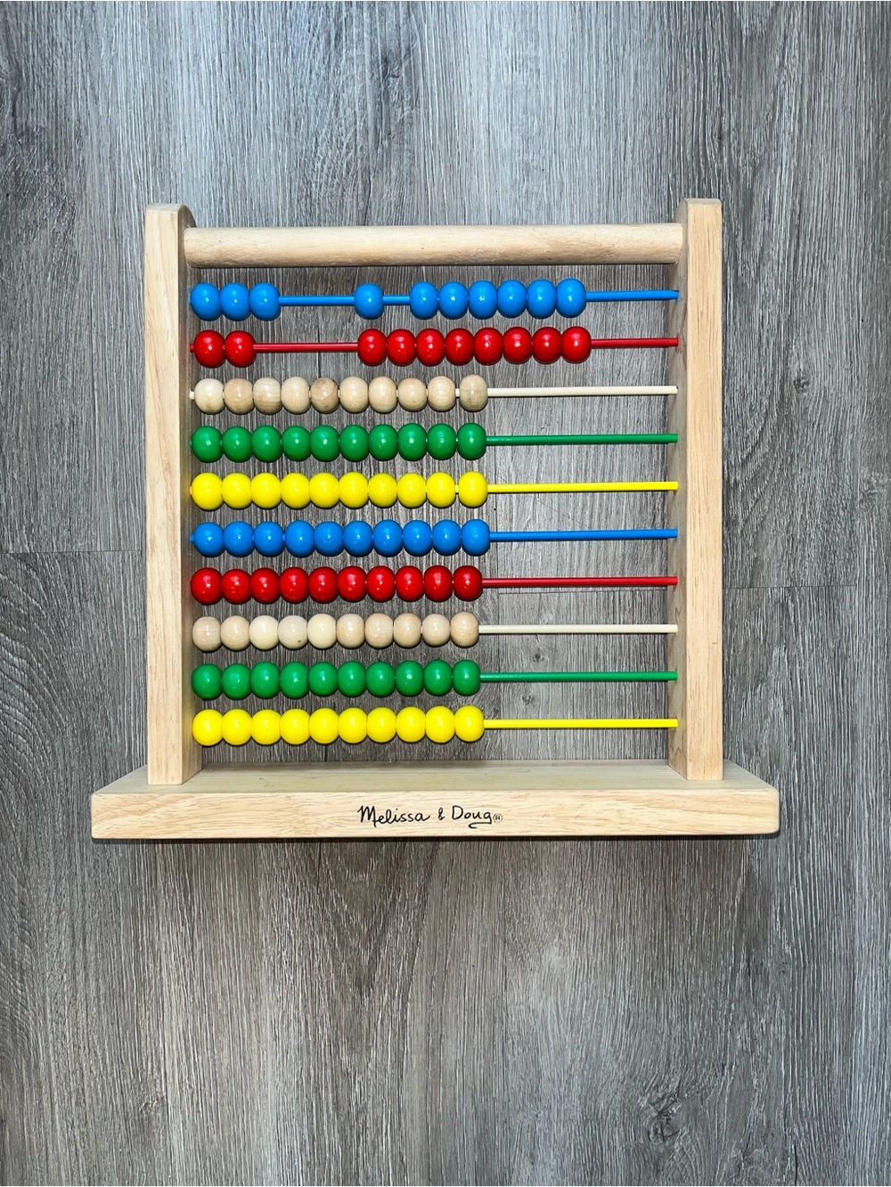 Melissa & Doug Wooden Abacus with Blue, Red, Green, Yellow, Natural Beads